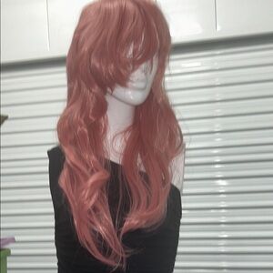 Elegant Pink Wavy Wig